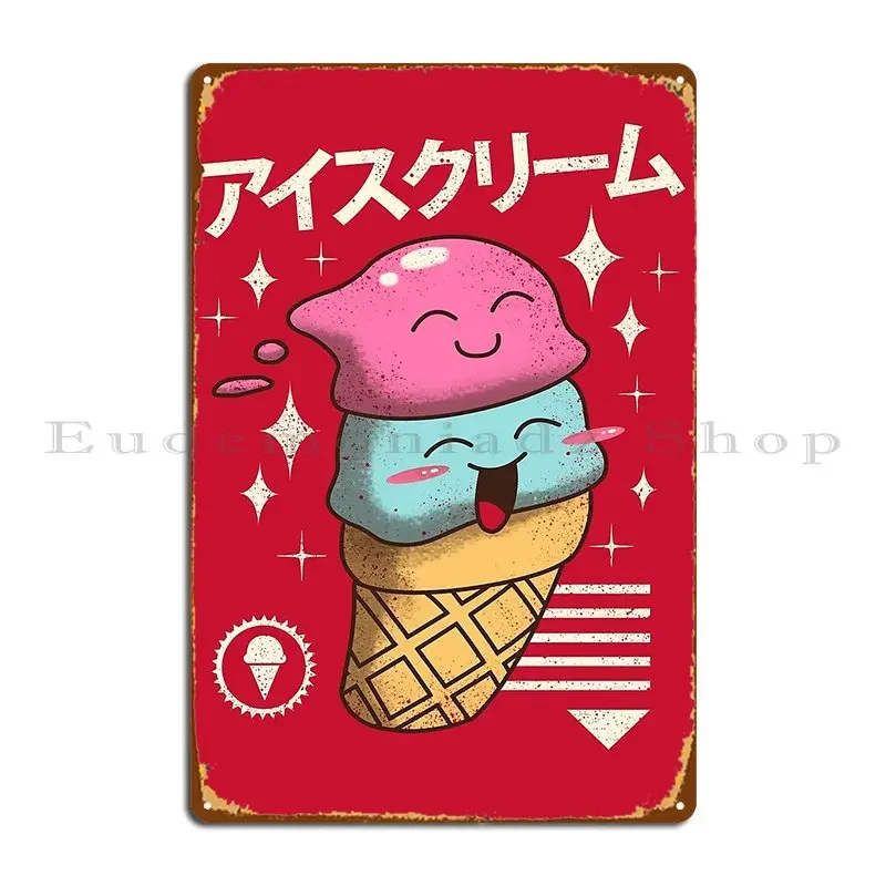 Kawaii Ice Cream Vincenttrinidad Metal Sign Bar Plaques Club Bar Home Print Tin Sign Poster