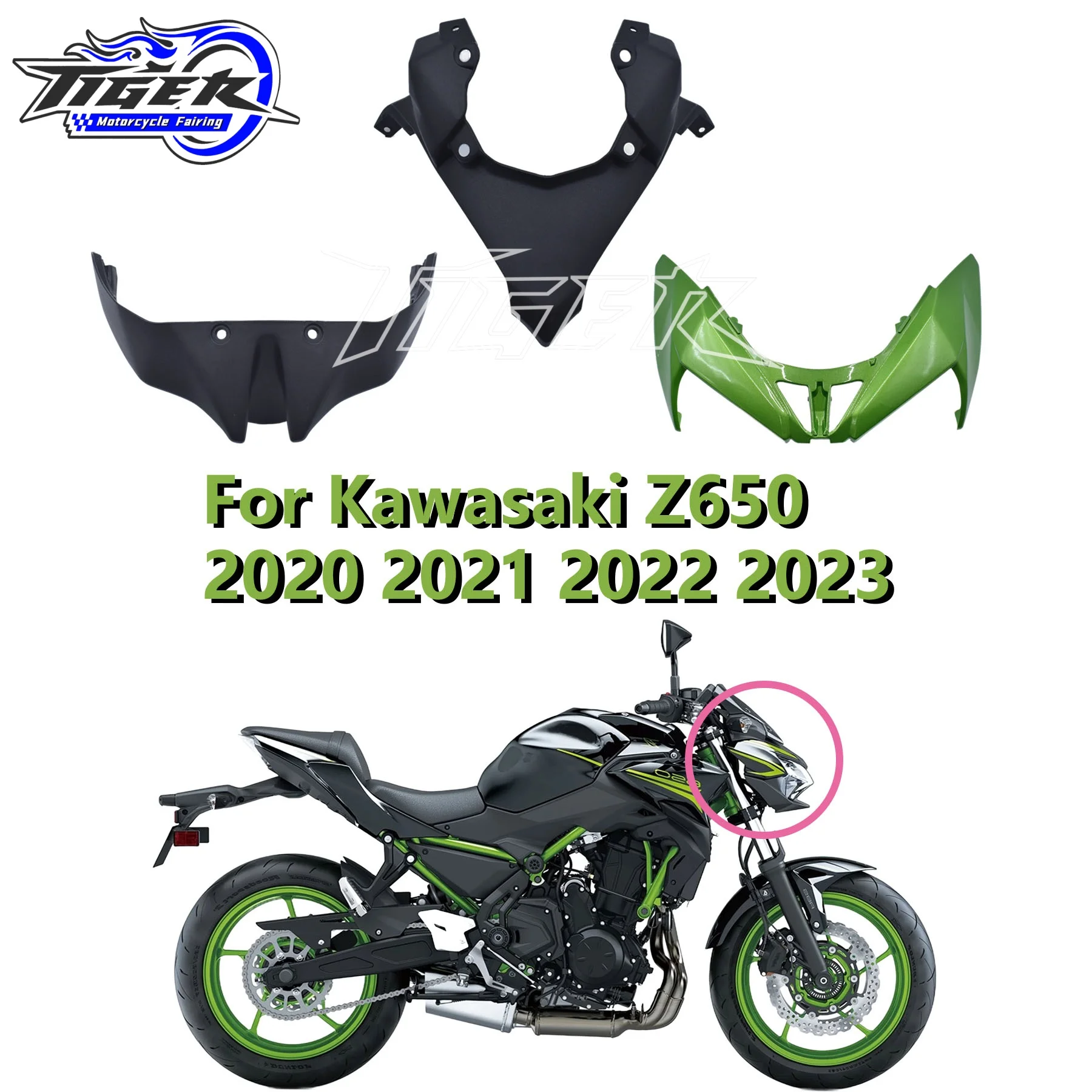 

Brand new Motorcycle front plate headlight housing ABS injection molding fairing for Kawasaki Z650 2020 2021 2022 2023
