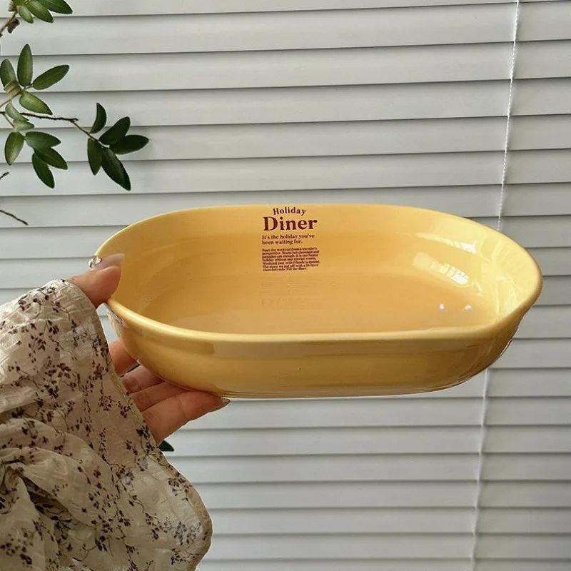 Korean Dishes,Oval Steak,Western Dishes, Afternoon Tea Utensils Ceramic Plate Home Western Food Round Dinner Plates Tableware
