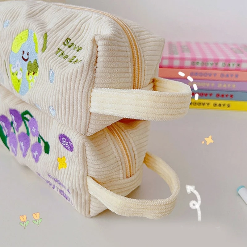 Bolsa papelería, estuche para lápices pana, organizadores bolígrafos capacidad