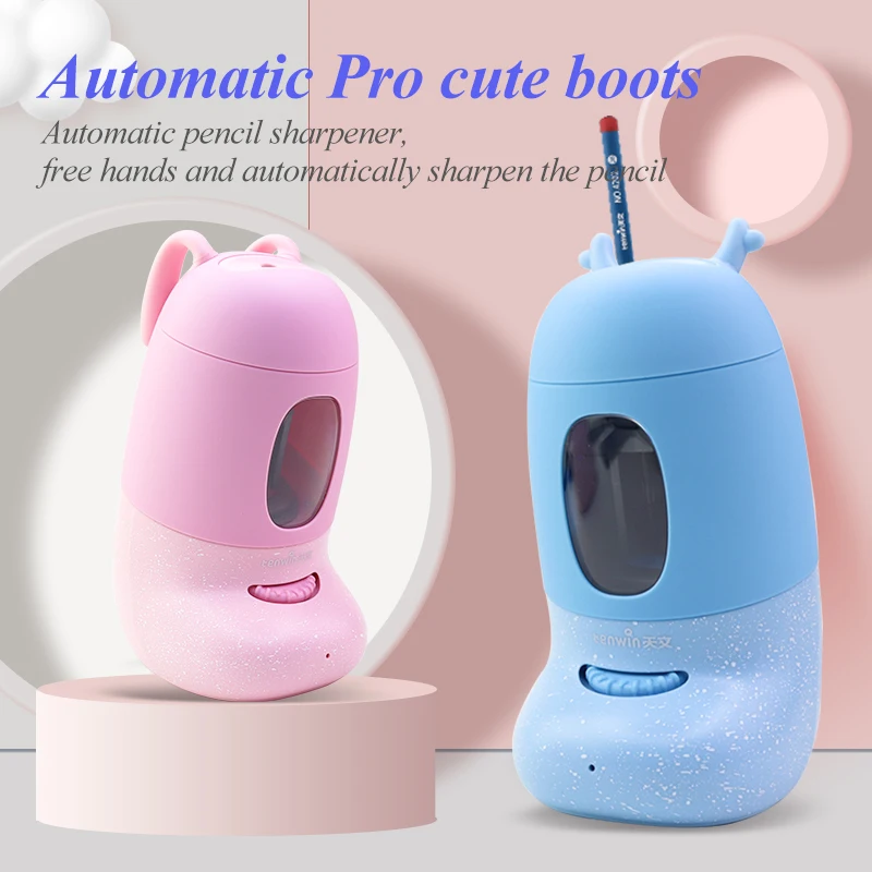 Tenwin A11Pro Automatic Pencil Sharpener Pro Cute Boots Style High Capacity Battery School Pencil Sharpener Electric Automatic