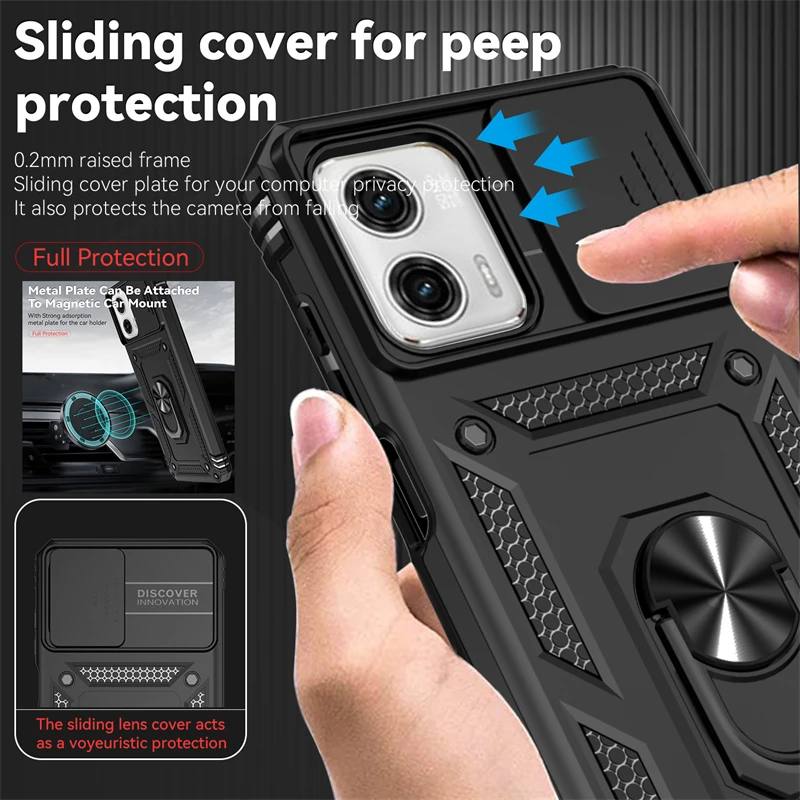 For Motorola Moto G Power 5G 2023 Case Armor Slide Camera Protect Phone Case For Motorola G Power 5G 2023 Ring Holder Back Cover