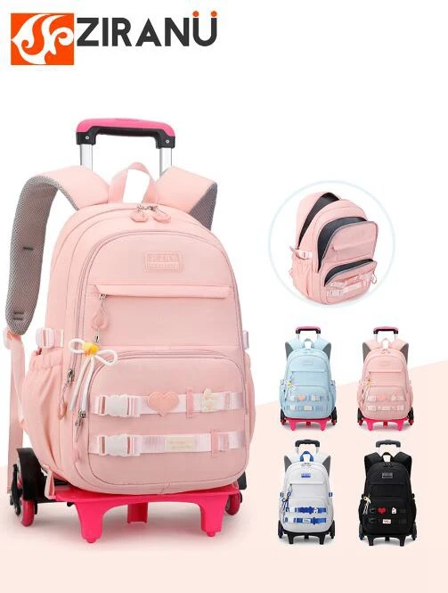 2022 New School Trolley Backpack Bag for girls kids School bookbag On Wheels School Rolling backpack Bag school Wheeled Backpack