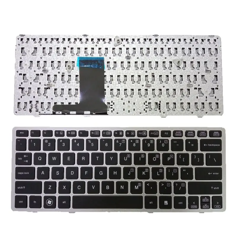 Laptop No backlight Keyboard For HP Elitebook 2560 2560p 2570 2570P silver frame US layout