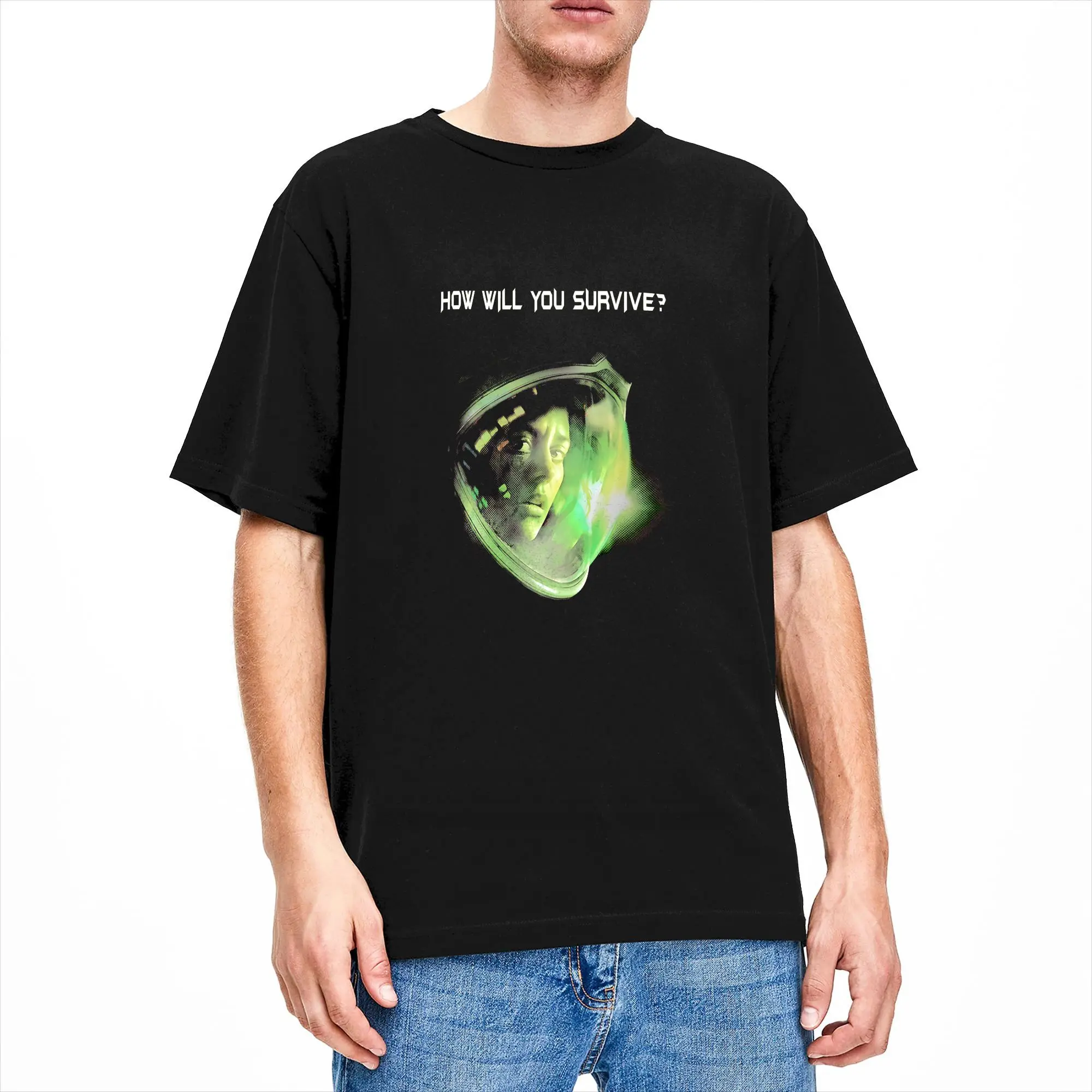 Horror Isolation Game Alien Men T Shirts  Funny Tee Shirt Short Sleeve Round Neck T-Shirts Cotton Gift Idea Clothes