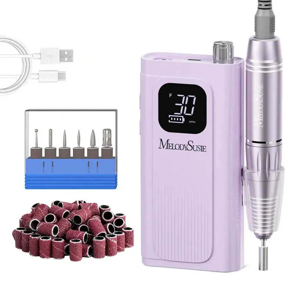 

Nail Drill Kit, 30000RPM Cordless Electric Nail File With LCD Display, Rechargeable 4000mAh Battery, Low Noise, Pink Nail Efile