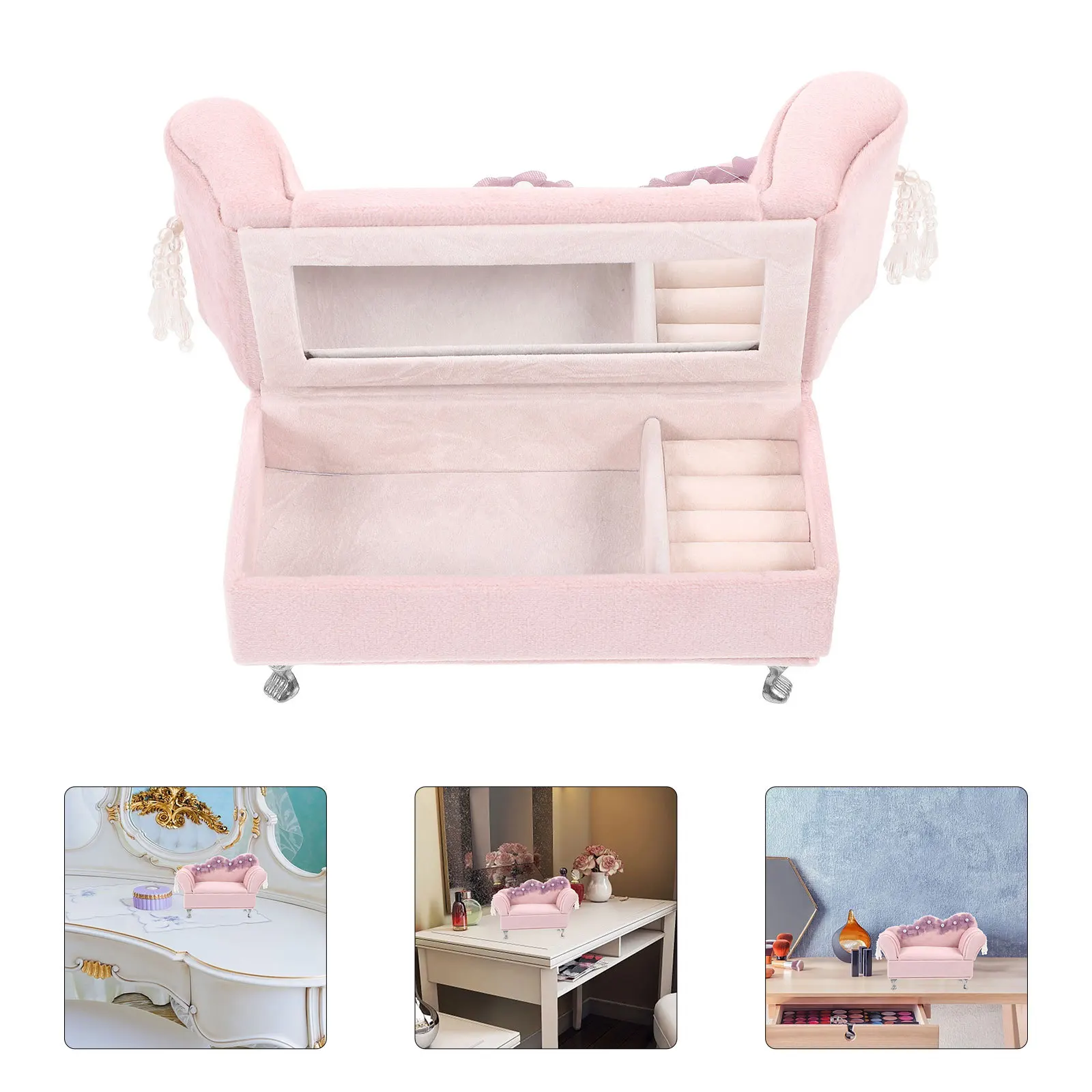 Elegant Jewelry Box Creative Trinket Storage Organizer Fabric Case Desktop Display Small Accessories Holder Home Decor