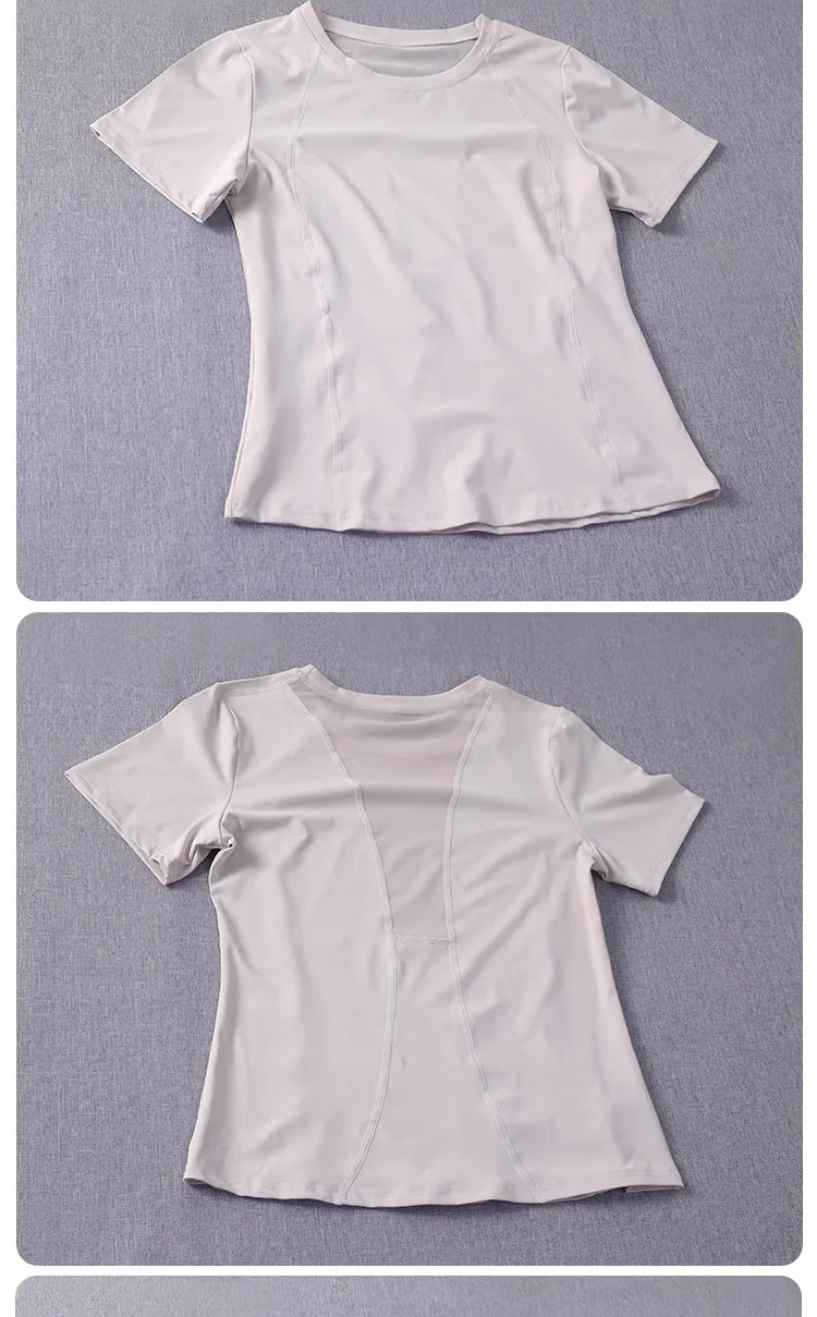 Atmungsaktives Mesh-Sport-T-Shirt für Damen, locker sitzendes, schnell trocknendes Yoga-Workout-Top, leichtes Sport-T-Shirt – Detail 6