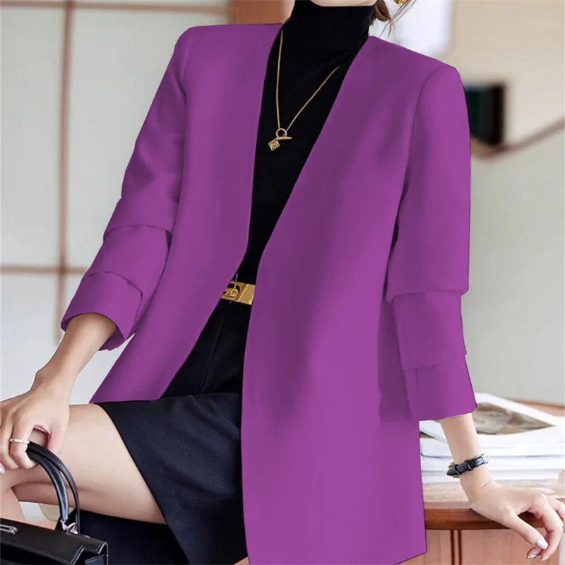 

Ele фиолетовый женский костюм Jaet 2024, весенне-осенний свободный крой Godd Sle Long Sve, модная повседневная верхняя одежда