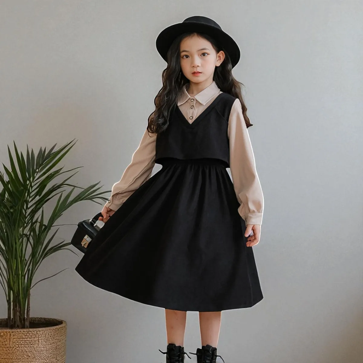 

Kids School Corduroy Dresses for Girls Clothes Teenagers Children Outfits Party Dress Autumn Warm Baby Costumes 6 8 10 12 Years