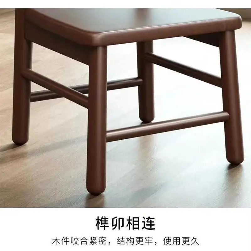 Solid Wood Small Backrest Chair Non‑Slip Low Stool Household Dining Shoe Changing Stool For Living
