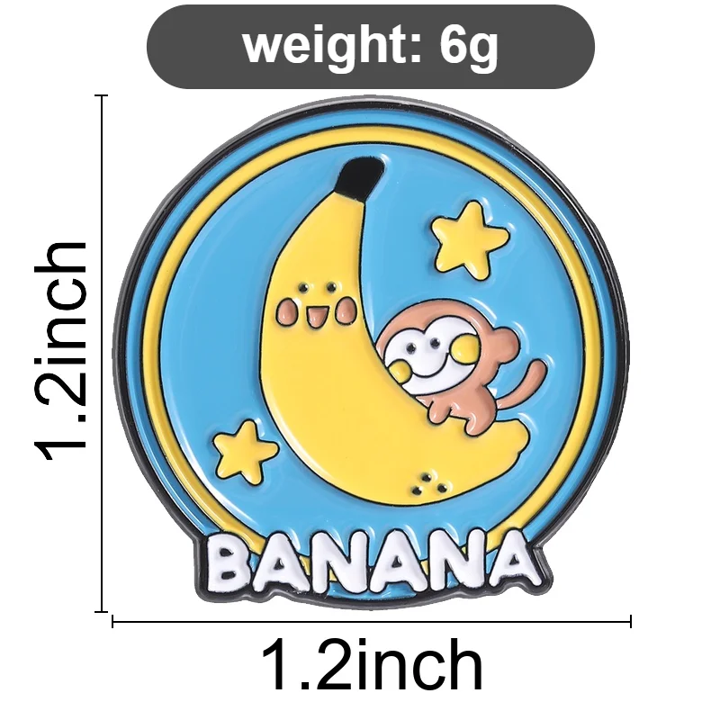 Banana Moon Monkey Enamel Pins Cartoon Fun Animal Brooches Lapel Badge Sweet Dream Jewelry Accessory Gifts For Friends