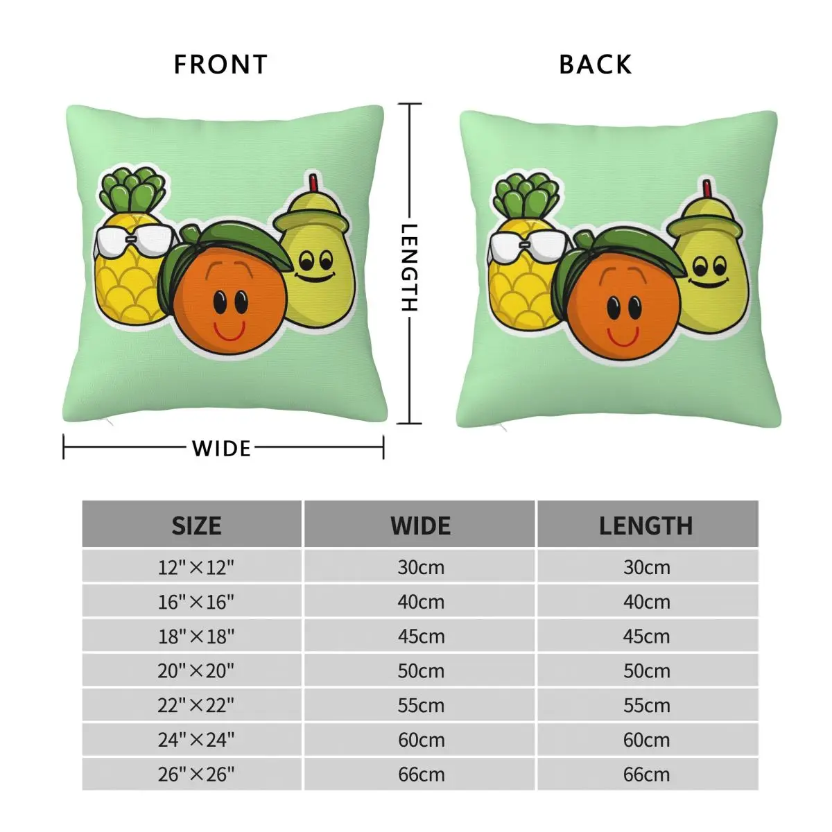 Crazy Fruits Collection Pillowcase Polyester Linen Velvet Creative Zip Decorative Car Cushion Cover 45x45