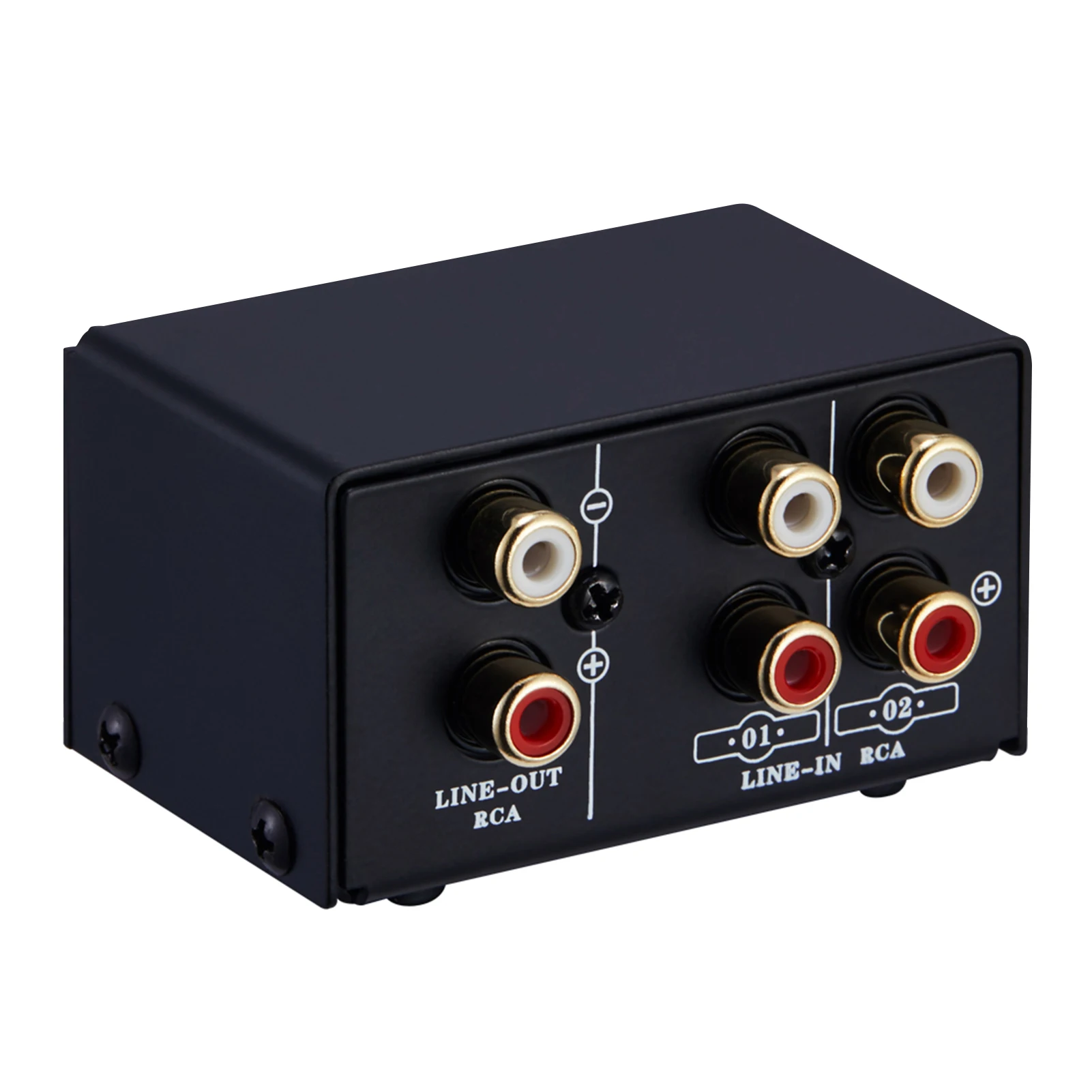 LYNEPAUAIO Audio Switcher RCA 2 in 1 Out / 1 in 2 Out A/B Switch Stereo Audio Splitter Box with No Distortion RCA Jack