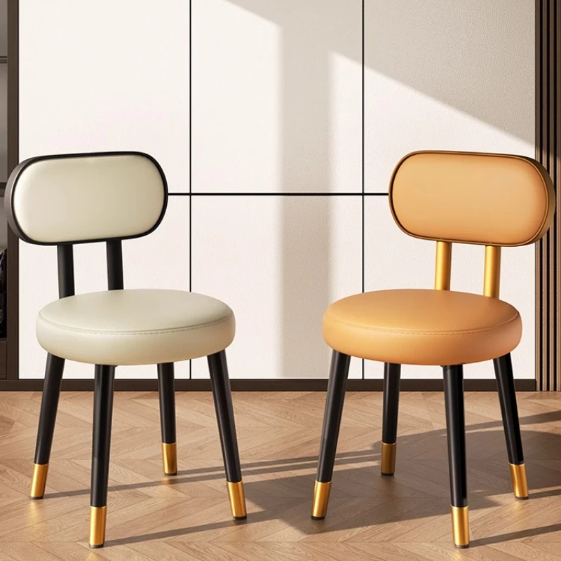 Italian Luxury Soft Upholstered Dining Chair Home High-Quality Backrest Multi-Functional Stool for Small Apartment