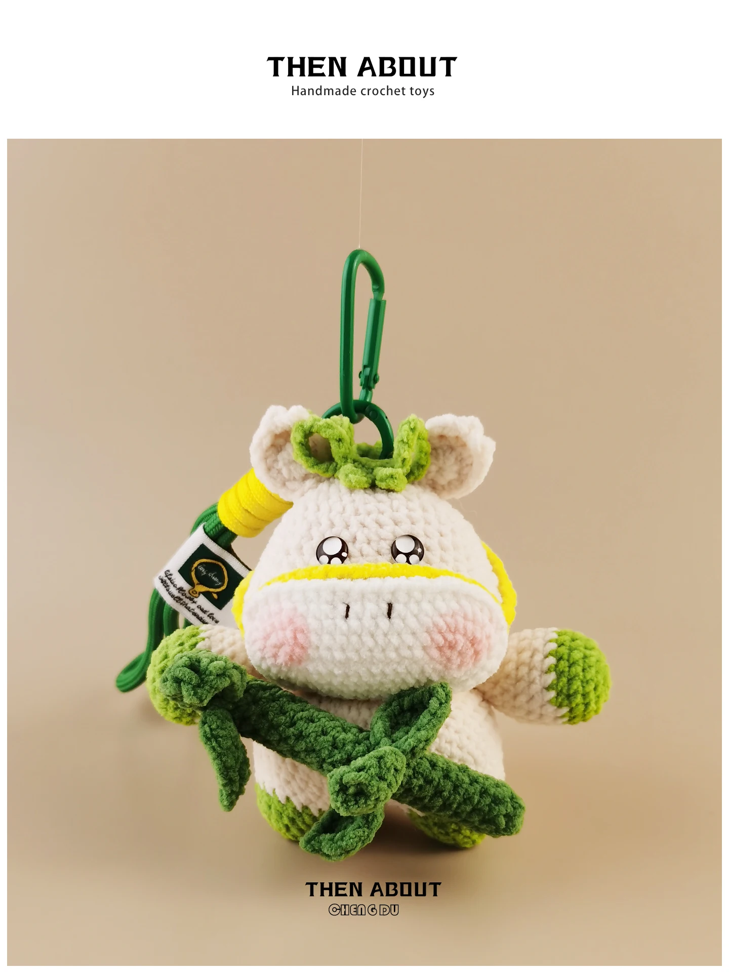 Cute Bamboo  Bag Charm Keychain Backpack School Bag Pendant Gift Fashionable Bag Accessory Trendy Lifestyle Essential