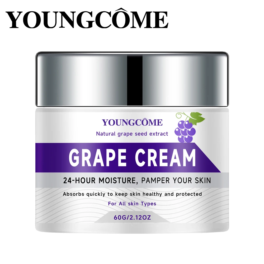 YOUNGCOME Grape Seed Extract Face Cream - Unisex Adult Moisturizer with Aloe Vera Hyaluronic Acid Hypoallergenic Moisturizing