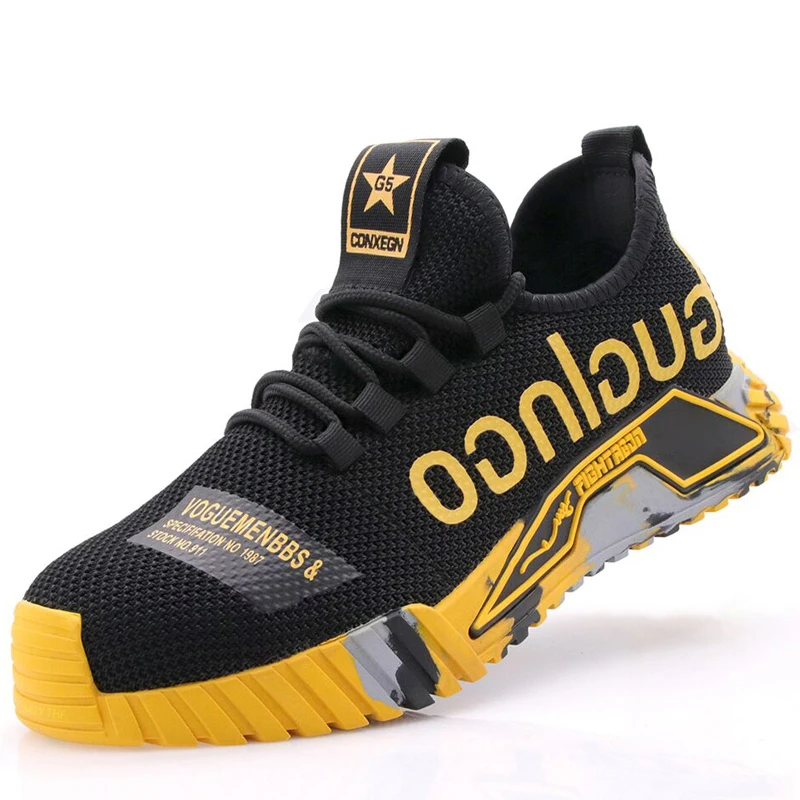 Breathable Security Men Shoes Anti-smash Anti-puncture Work Shoes Steel Toe Cap Indestructible Shoes Anti Slip Protective Shoes