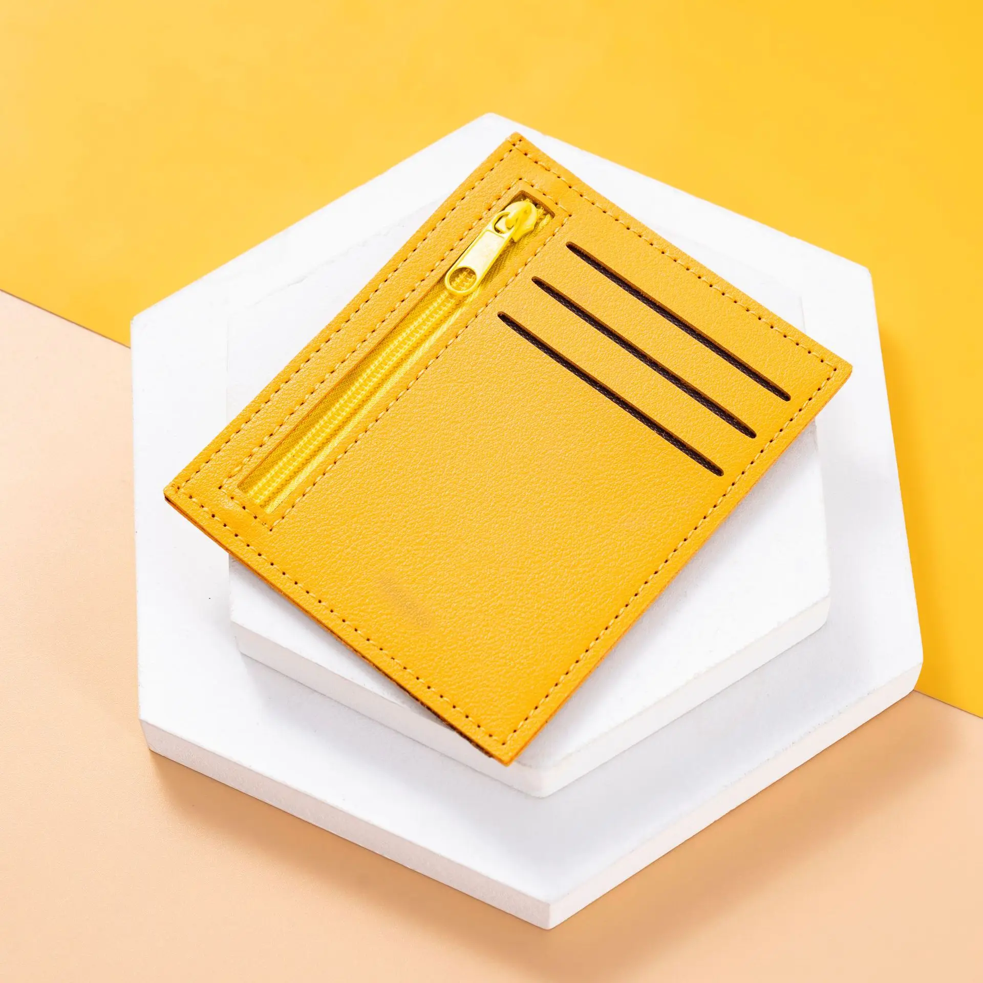 Tarjeteros informales de moda para mujer, paquete de tarjetas de identificación de ocio RFID para mujer, monedero de PU suave de Color Makaron,