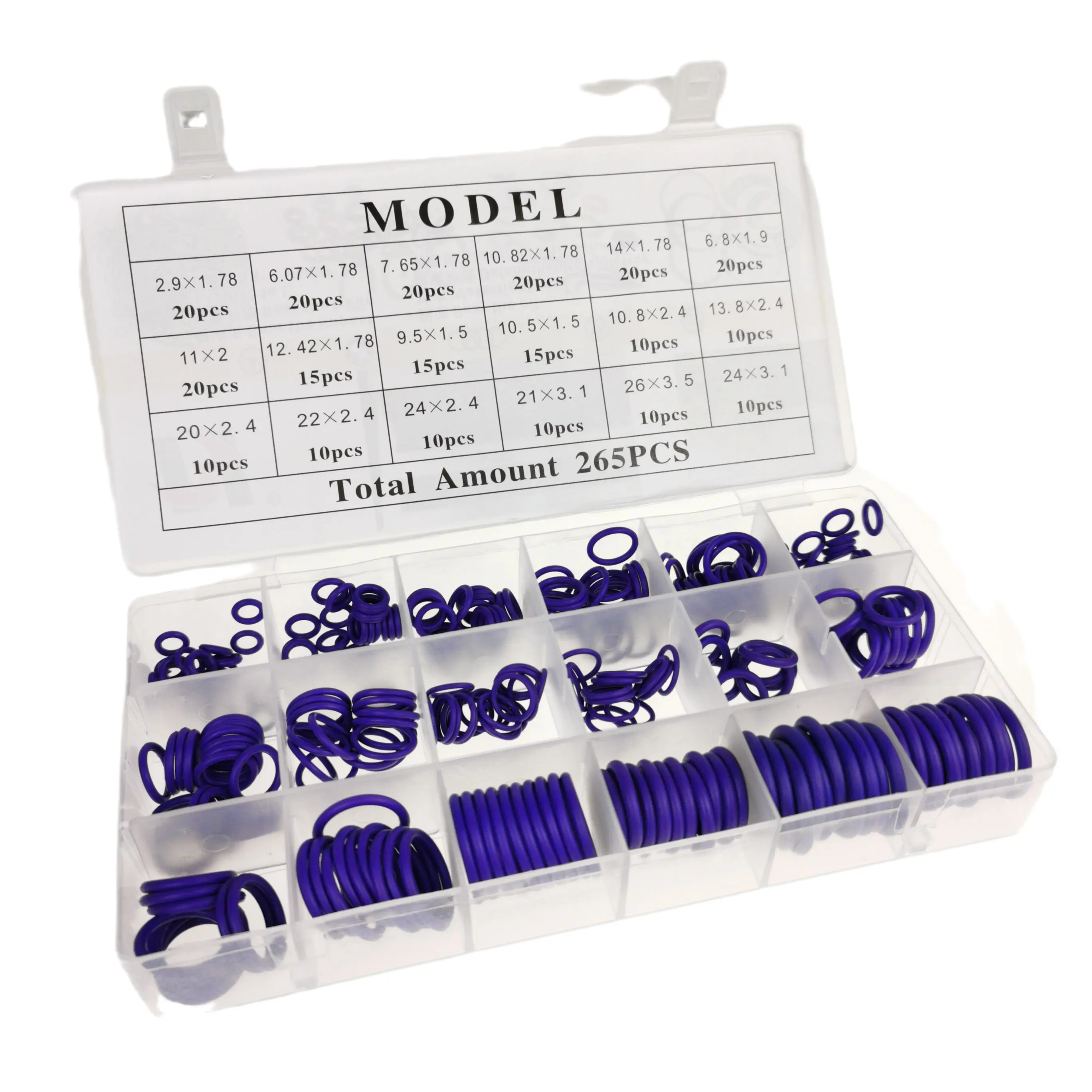 265pcs 18 Größen Universal Auto Klimaanlage hnbr o Ringe Autore parat ur Werkzeuge Kompressor Gummiringe Dicht mittel Autozubehör