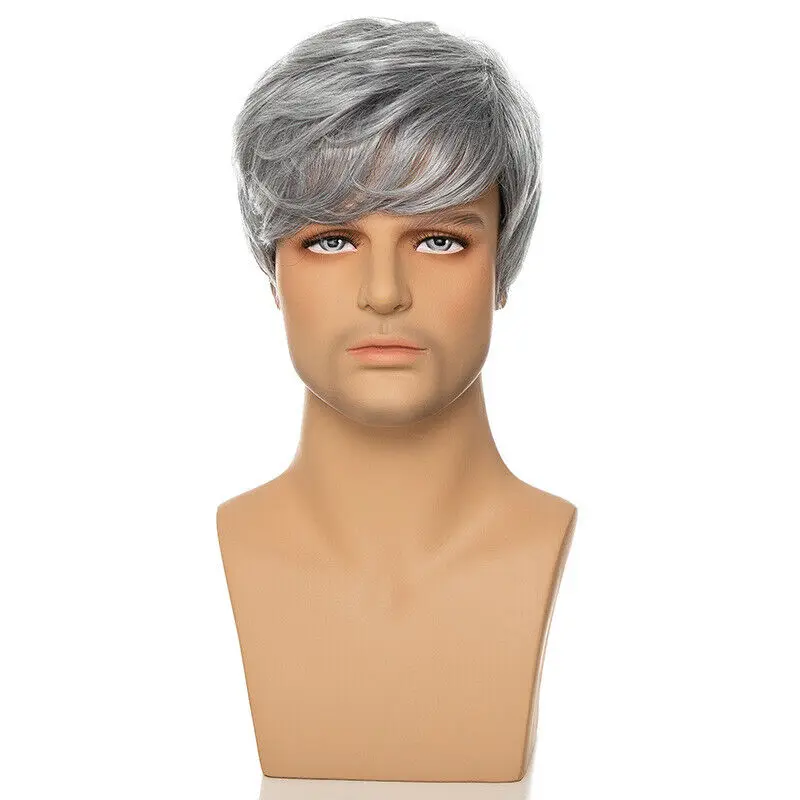 Man Gray Short Hair Synthetic Wig Young Natural Party Wigs