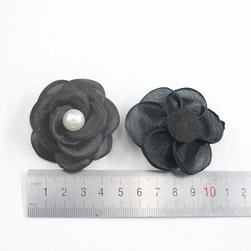 Fabric pearl rose flower diy hairpin headdress brooch garment mesh accessories accessories