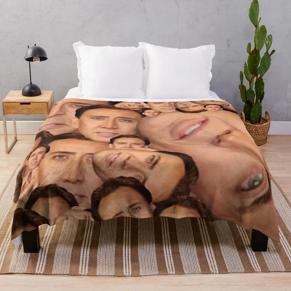 

Nicolas Cage Collage Throw Blanket Loose Softest Designers funny gift Blankets