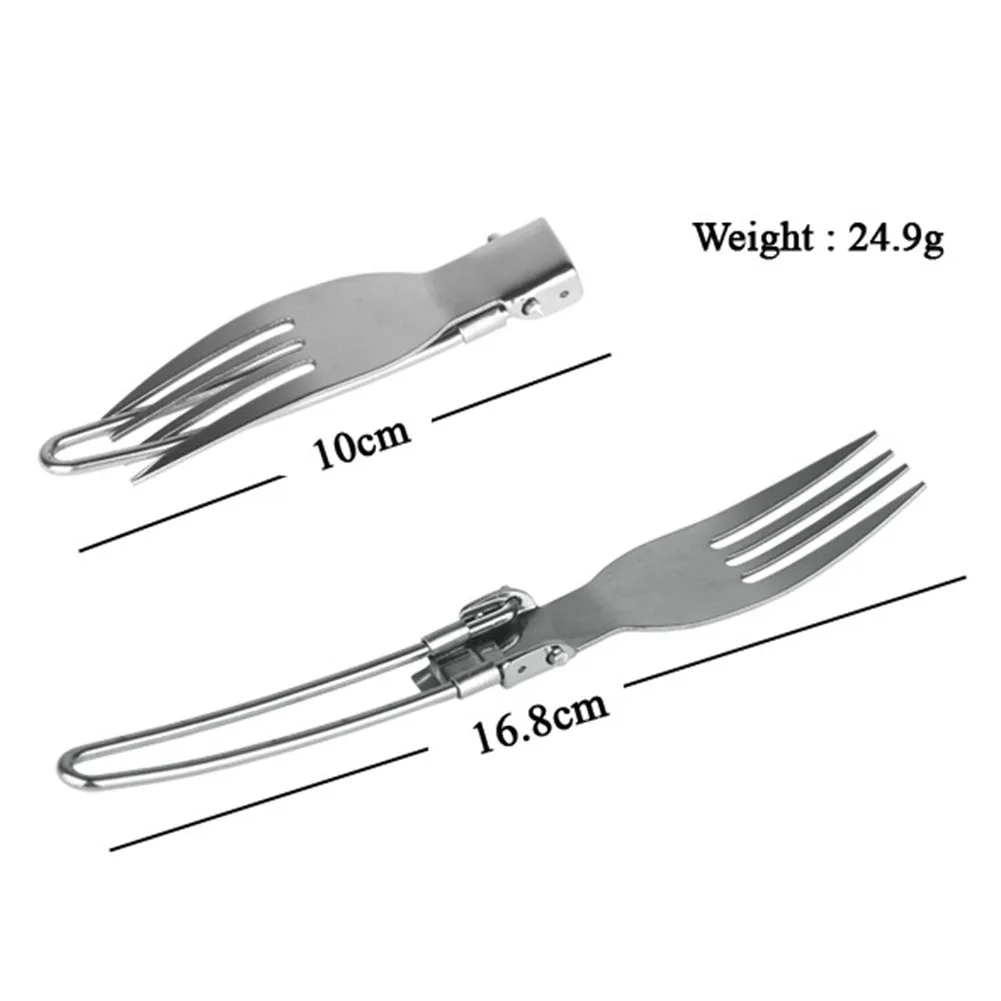 Cutlery Set 16.9cm 16cm Camping Cutlery Utensil Set Flatware Folding Silver Spoon Fork Stainless Steel WIth Bag