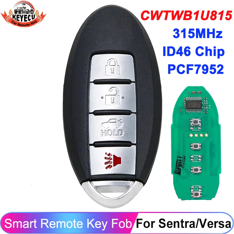 KEYECU CWTWB1U815 For Nissan Sentra Versa 2013-2018 Sunny Teana Sylphy Car Remote 315MHz ID46 PCF7952A TWB1U815 Smart Key Fob