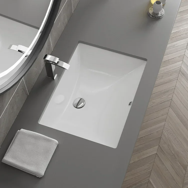 for UPC Hotel Project Public Lavatory Rectangular White Ceramic Hand Wash Basin Undermount Sink For Bathroom