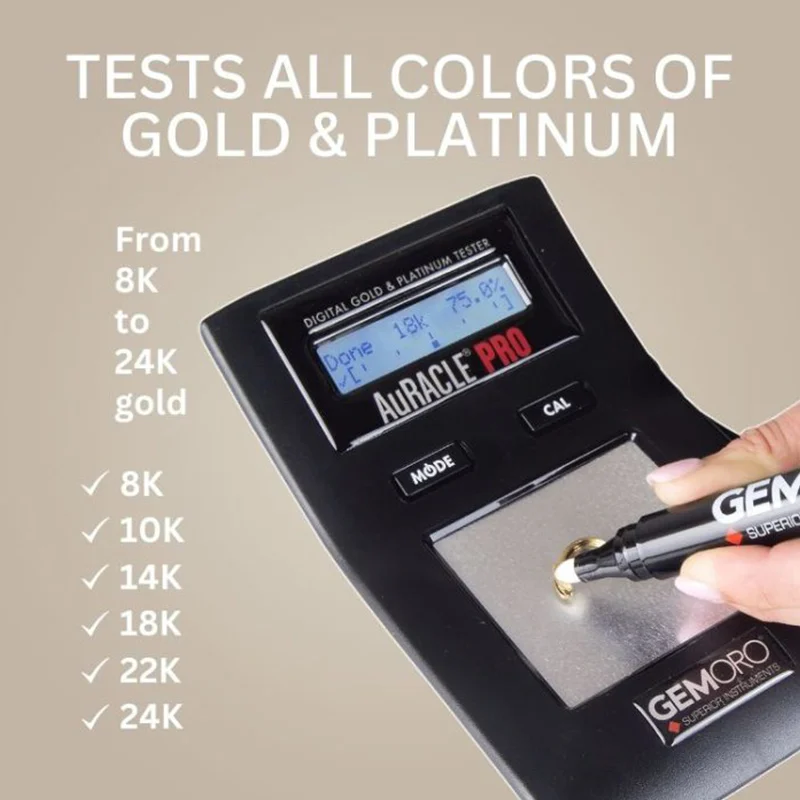 GEMORO AuRACLE PRO Digital Gold & Platinum Tester Jewelry Karat Meter Handheld Analyzer for 8K-24K & Platinum with LCD Display