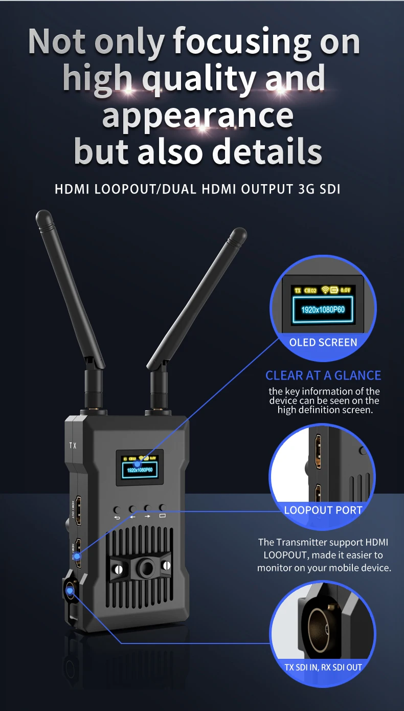 FORRBETDIS sistem transmisi Video nirkabel SDI kompatibel dengan HDMI 4Kp3 0/1080p60 450ft jangkauan 0.06s latensi untuk fotografi