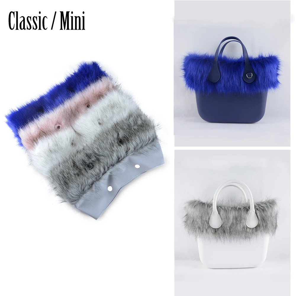 New Women Winter Autumn Faux Fox Fur Furry Trim Trims for O BAG Thermal Plush Decoration Fit for Classic Big Mini Obag