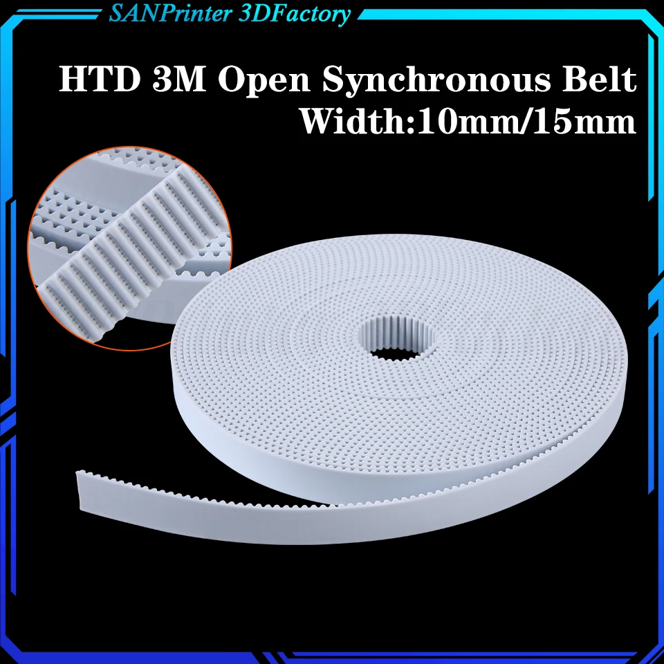 Timing belt PU HTD 3M 6mm 10mm 15mm Polyurethane steel PU belt HTD 3M Belt whit Color HTD3M open timing Belt 6\10\15mm