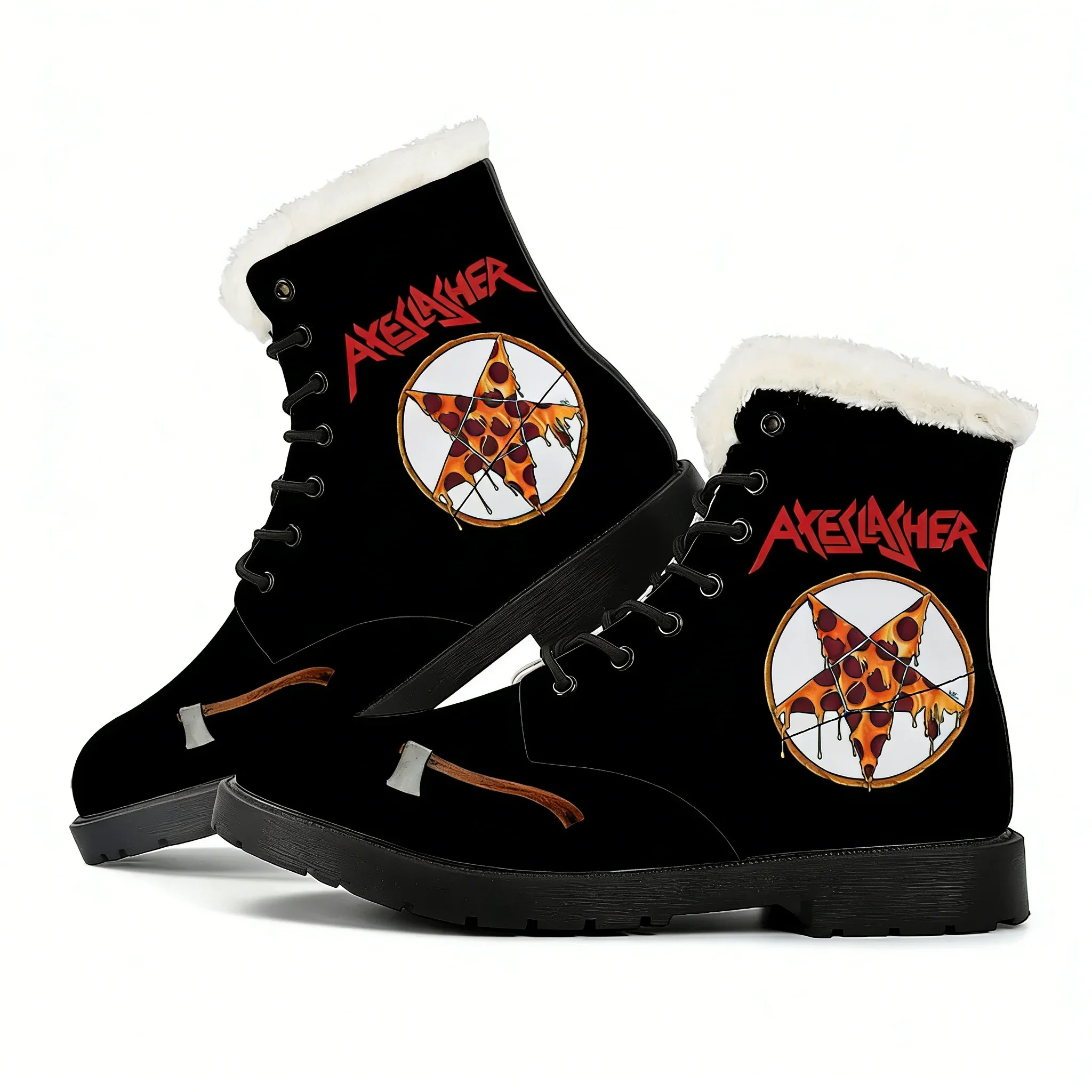 

Axeslasher Heavy Metal Rock Band Plush Boots Mens Womens Teenager Shoes Outdoor Casual Boot Light High quality Customize Boots