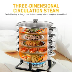 5 Tier Food Steamer Pot Stainless Steel 30cm Soup Steam Pot Universal Cooking Pots for Induction Cooker Gas Stove steam