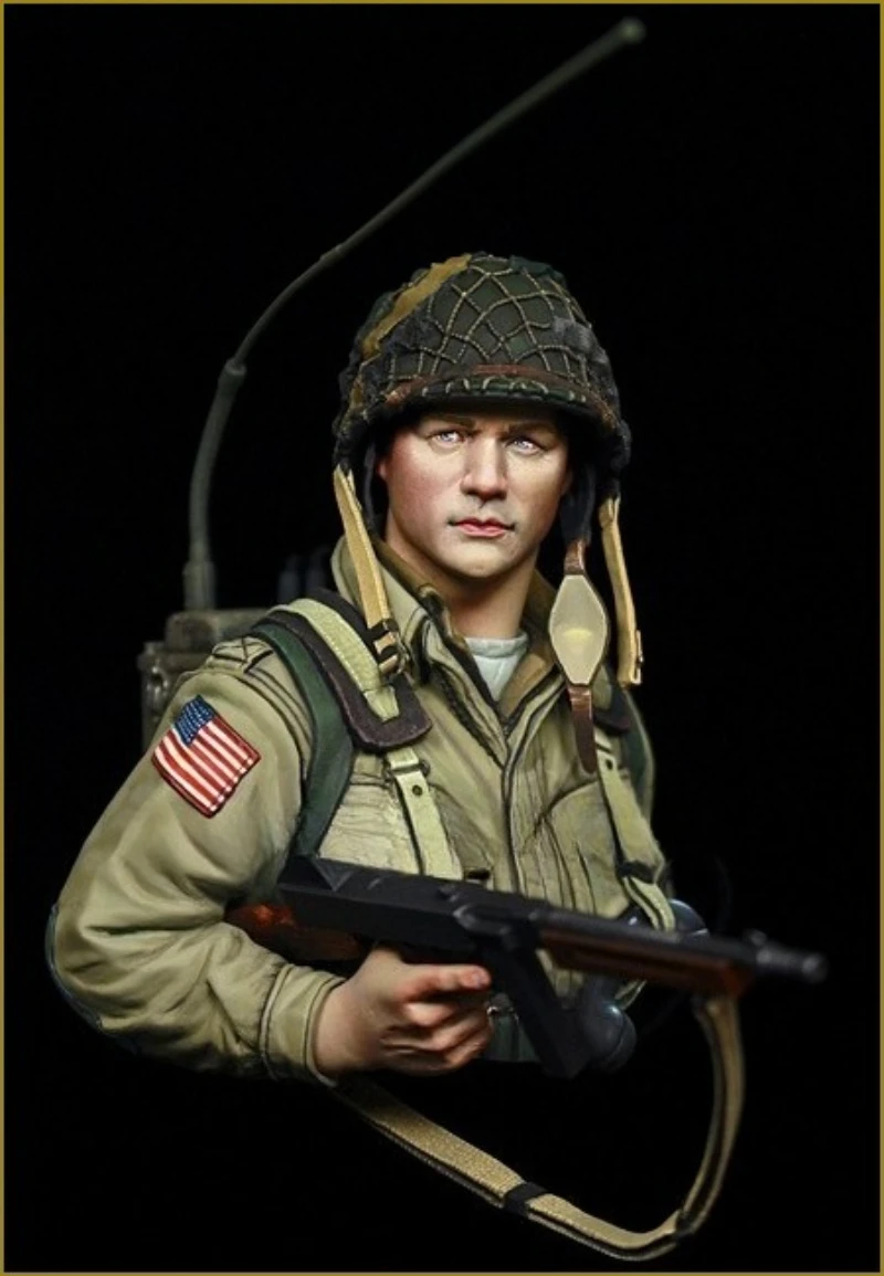 1/10 Scale Die-Cast Resin Bust Model Kit WWII US Airborne Radio Operator Statue Unassembled and Unpainted