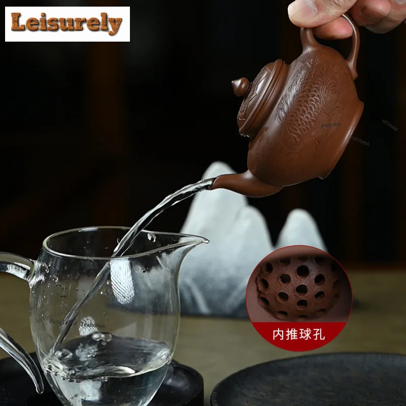 HOYIHM 180ml Boutique Yixing Purple Clay Teapots Handmade Laughing Sakura Pot Raw Ore Mud Kettle Zisha Tea Set Tea Services Gift