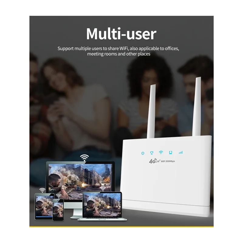 4G LTE موزع إنترنت واي فاي بطاقة SIM 300Mbps راوتر واي فاي لاسلكي نقطة اتصال منزلية دعم 4G إلى منفذ LAN 16 مستخدم واي فاي-ABVP