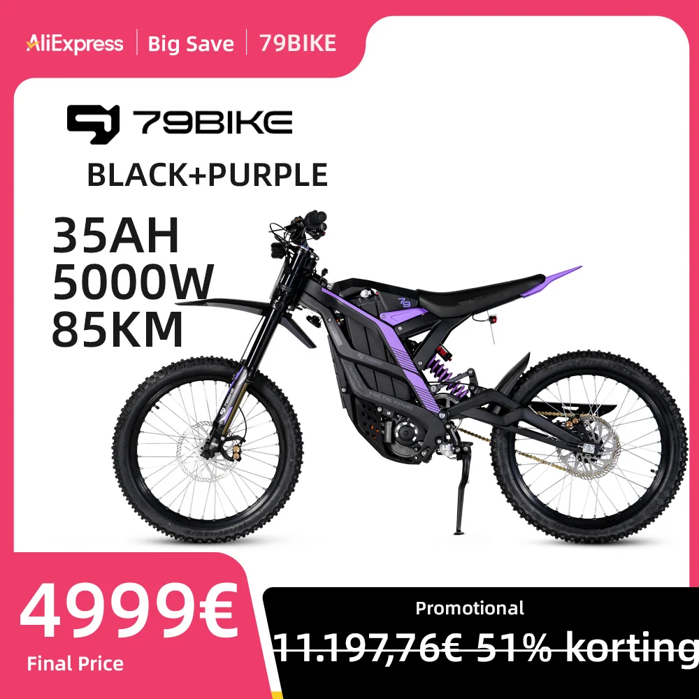 79Bike Falcon Pro Electric Bike Motorcycles 5000W Brushless Gearless Motors 72V35AH Lithium Battery Speed 85Kmh Off Road Ebike