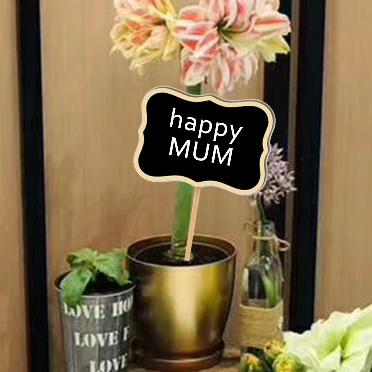 

20Pcs Mini Chalkboard Toppers Wooden Black Board Garden Flower Tags Plant Labels Wedding Party Decoration Signs