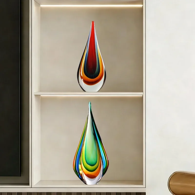 Glazed handicrafts, light luxury, modern crystal vase ornament, living room entrance wine cabinet, Bogu rack, Jucai ornament