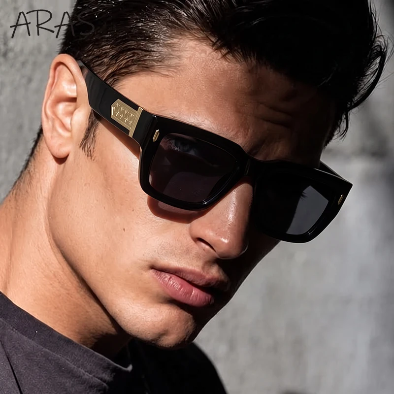 Photochromic Sunglasses Men 2026 Luxury Designer Steampunk Anti Blue Light Vintage Square Thick Frame Sun Glasses Male UV400