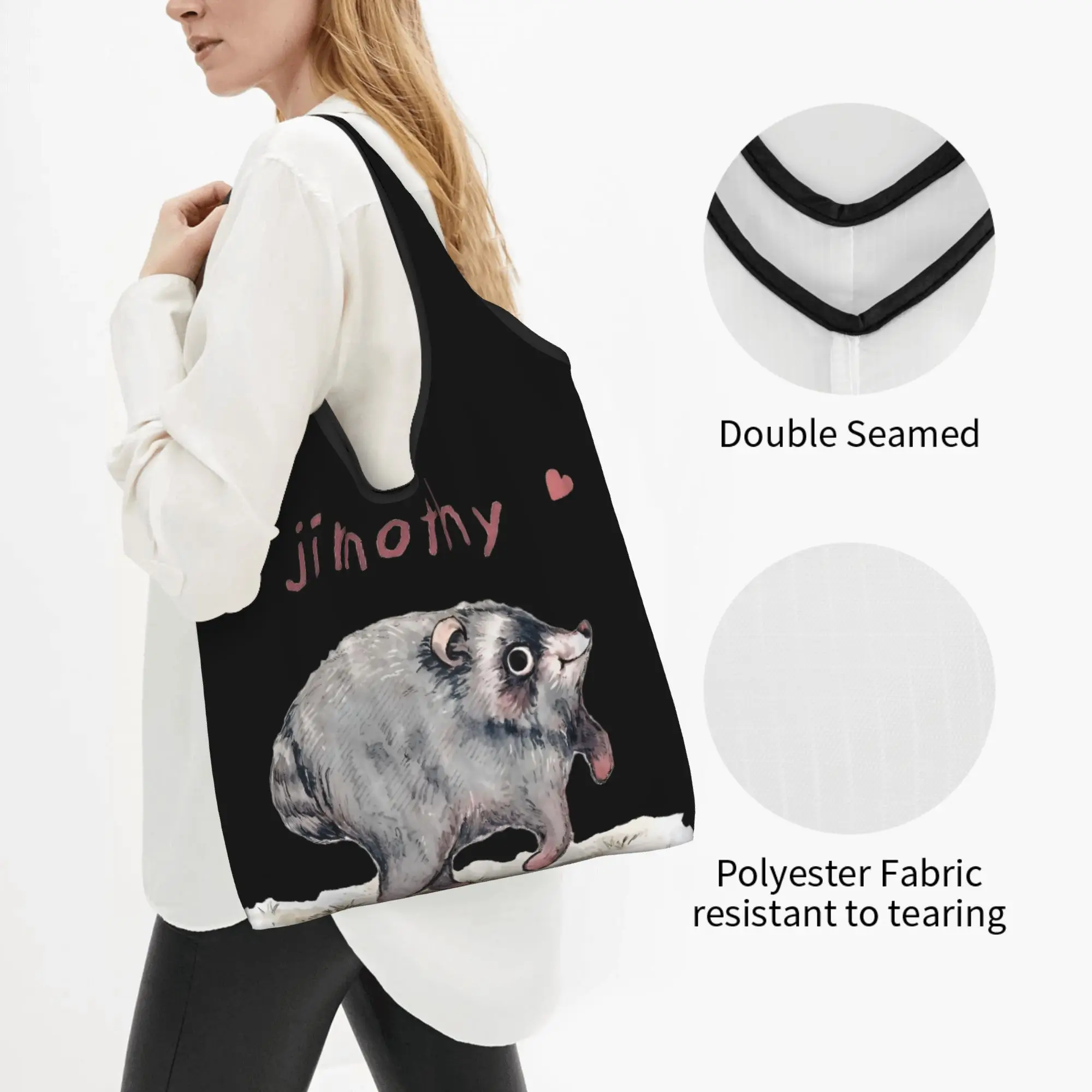 Jimothy Raccoon Groceries Shopping Tote Bags Women Custom Spirit Animal Shopper Shoulder Bags Large Capacity Handbags