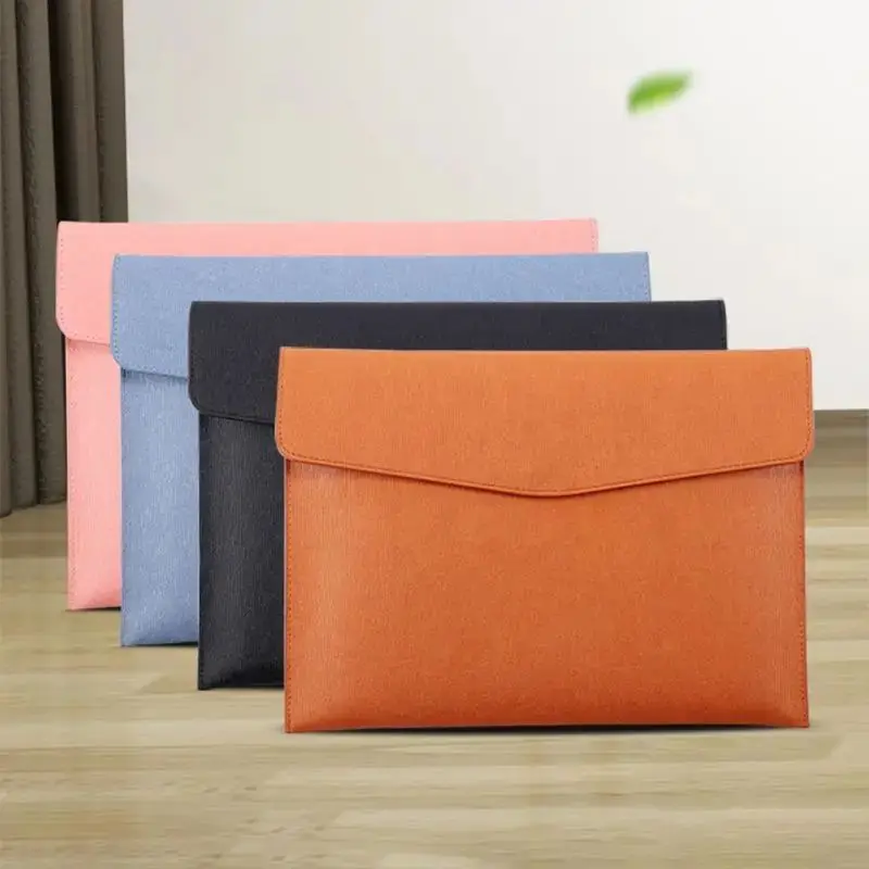 1pc Faux Leather Document Bag Soft Business Information Bag A4 Folder School and Office Supplies, Storage Bag