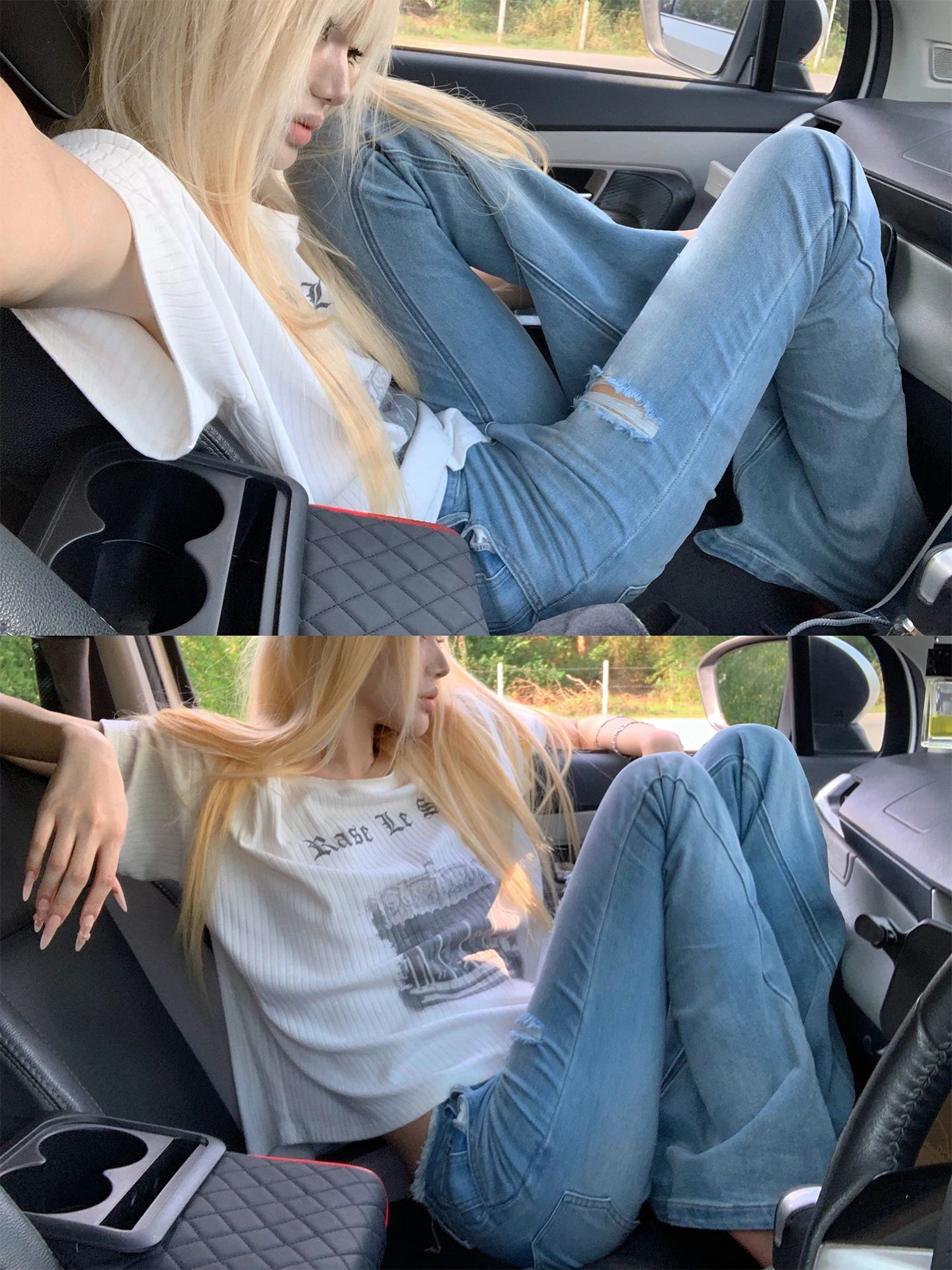 Low Waist Slim Fit Bell Bottom Jeans Rase Le Sol Supermodel Code Hole Punching Cotton Zipper Spring Summer Ladies Jeans