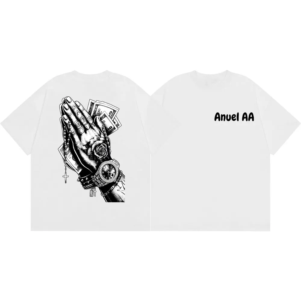 Rapper Anuel AA Merch T-shirts Streetwear Hip Hop Vintage Summer Short Sleeve T-shirt Men Women Fashion Casual Oversized T Shirt