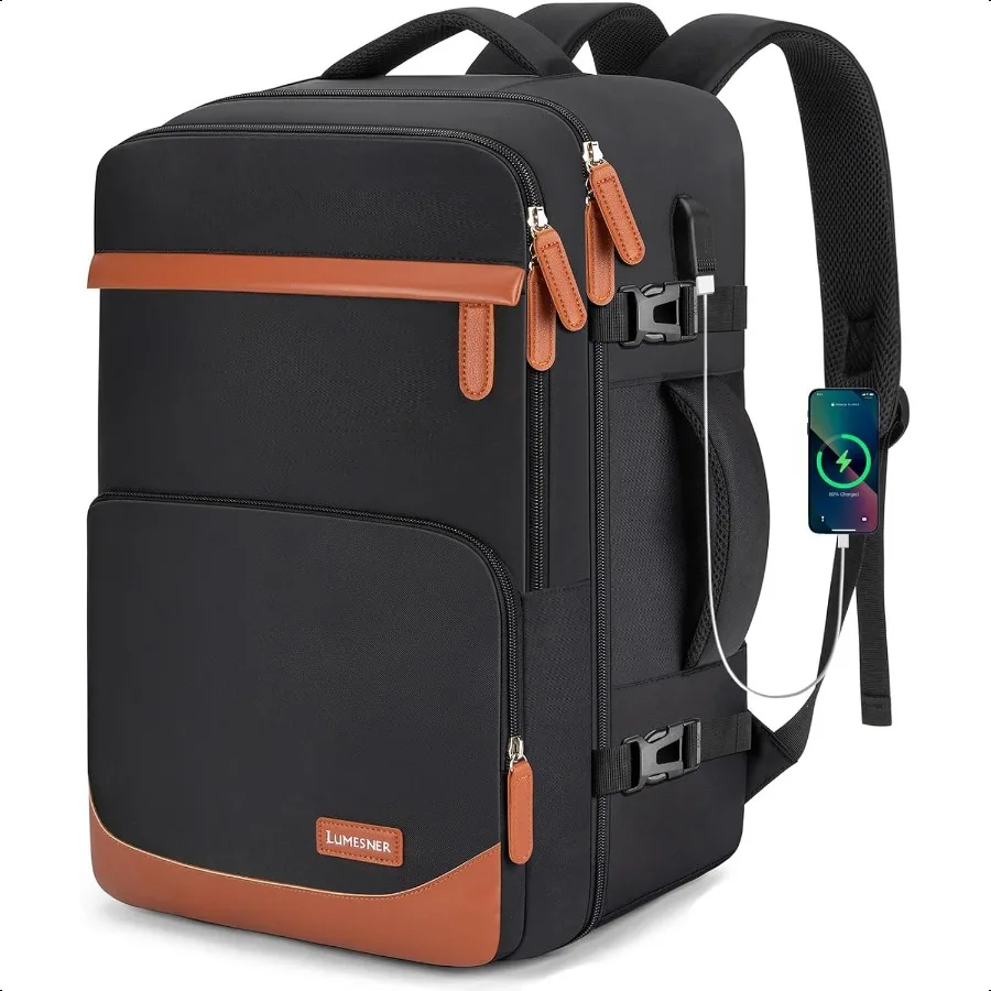 

40L Travel Backpack with USB Charging Port WaterResistant Carry On Backpack for Men Women Busin Laptop Backpack for Trips Commu