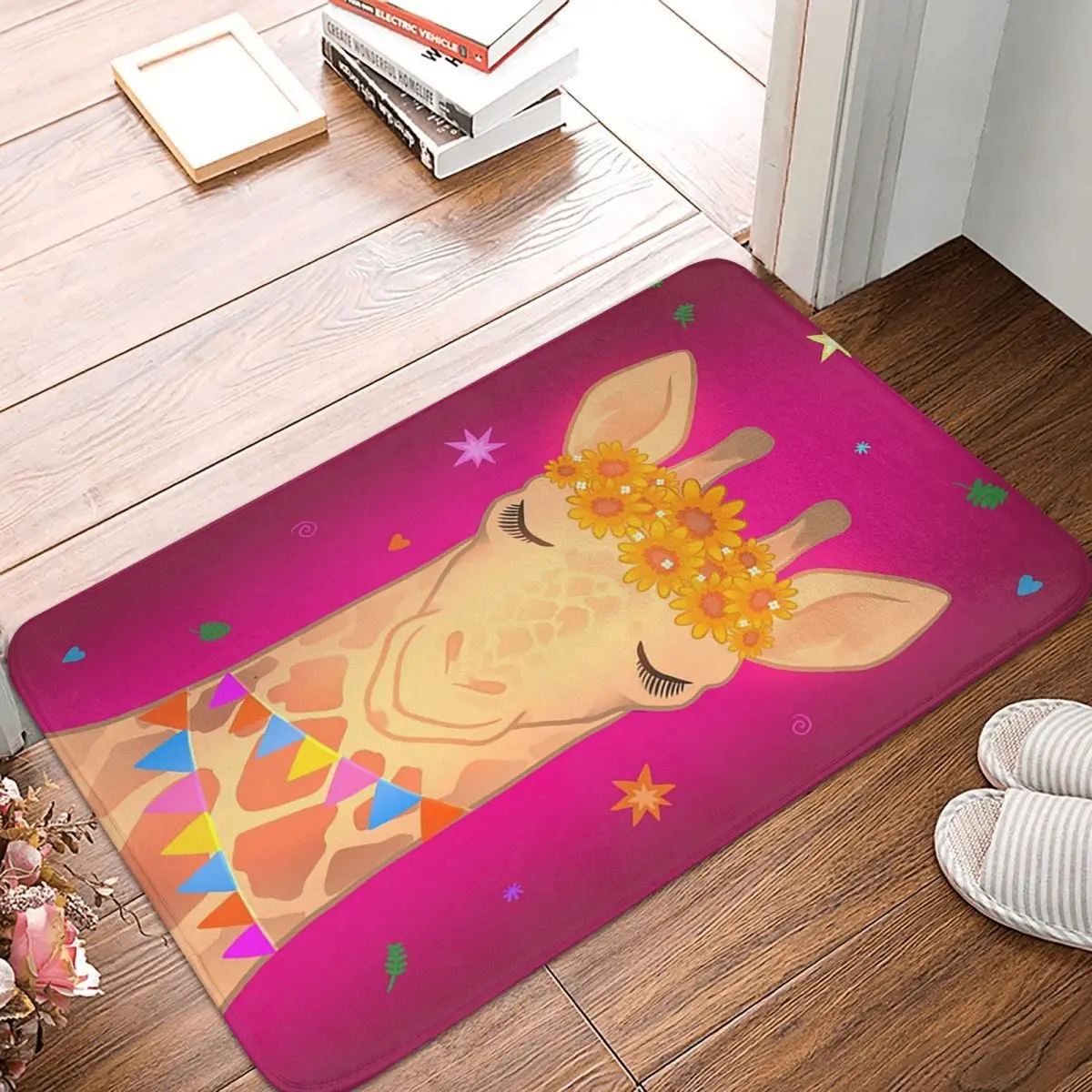Giraffe Happy Doormat Kitchen Entrance Home Floor Mat Anti-slip Carpet Rug for Bedroom Footpad Mats