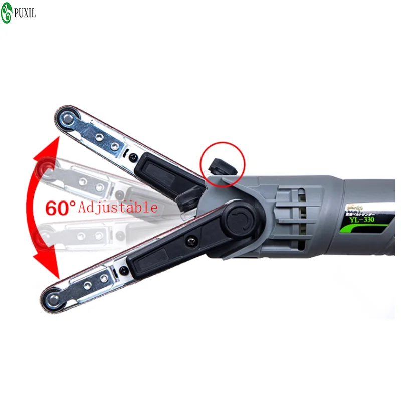 Mini lijadora de banda eléctrica de mano de 260W, herramientas de lijado y pulido eléctrico de 6 velocidades con 3 uds de correas abrasivas de 220V